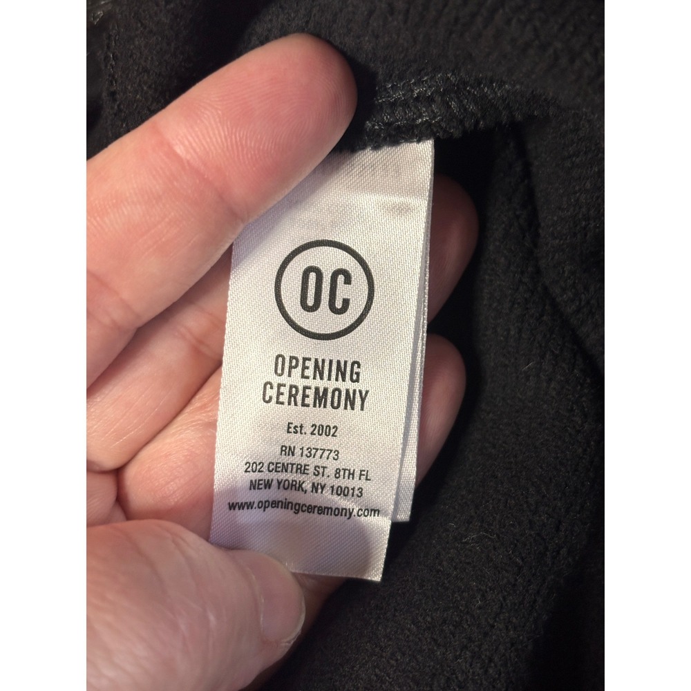 Opening Ceremony Mens Hoodie XS Black Faux Fur Trim Hood Zip Up Streetwear NEW - Picture 11 of 13